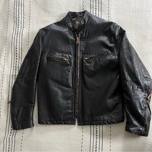Vintage Fidelity of Boston calfskin brown Leather cafe biker Jacket